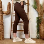 Pantalon stretch femme ceinture fantaisie T36-T50 - marron - 50
