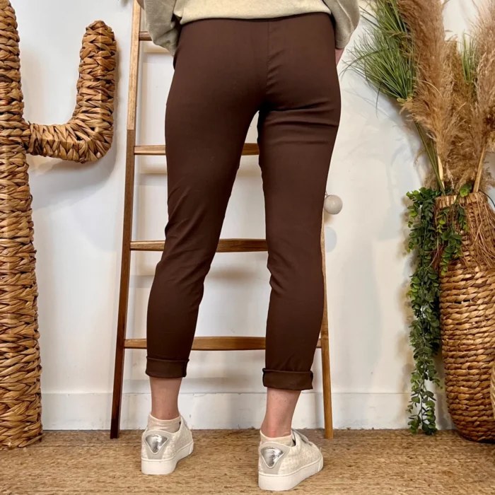 Pantalon stretch femme ceinture fantaisie T36-T50 - marron - 50