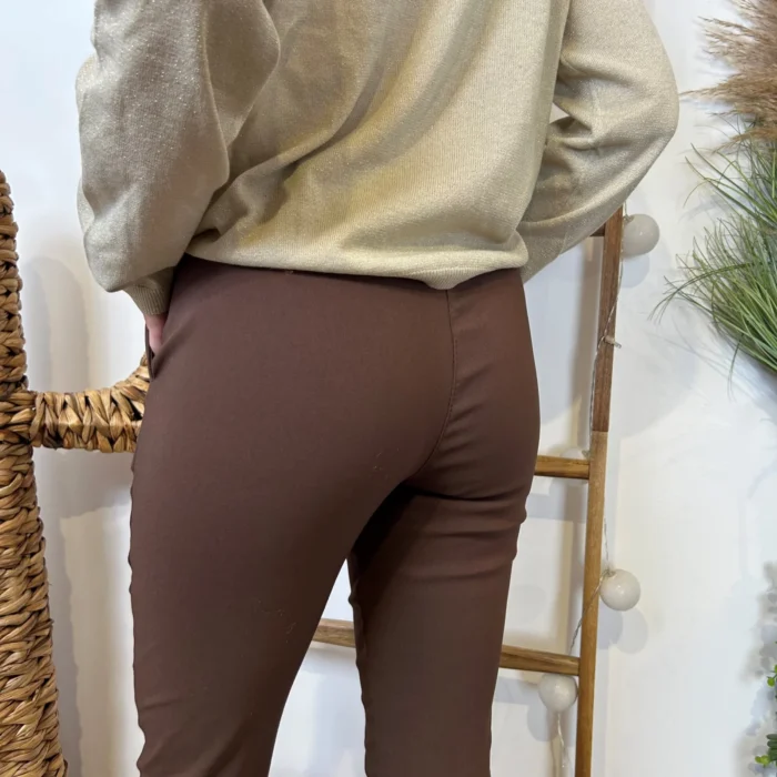 Pantalon stretch femme ceinture fantaisie T36-T50 - marron - 50