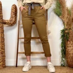 Pantalon stretch femme ceinture fantaisie T36-T50 - camel - 50