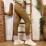 Pantalon stretch femme ceinture fantaisie T36-T50 - camel - 50