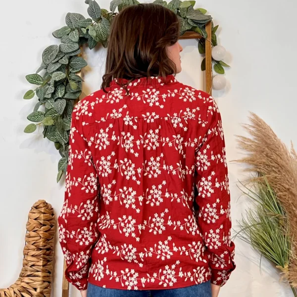 K094- Chemise Brodée By One (T36-T38) - bordeaux - 38