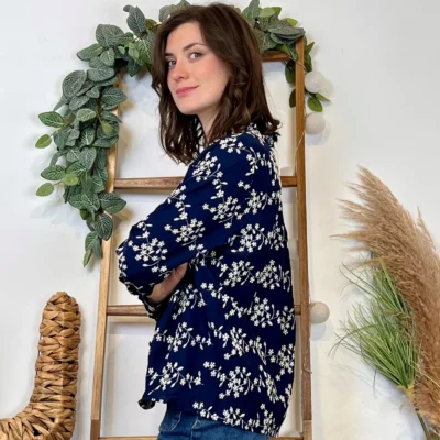 K094- Chemise Brodée By One (T36-T38) - marine - 38