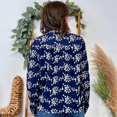 K094- Chemise Brodée By One (T36-T38) - marine - 38