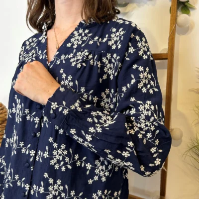 K094- Chemise Brodée By One (T36-T38) - marine - 38