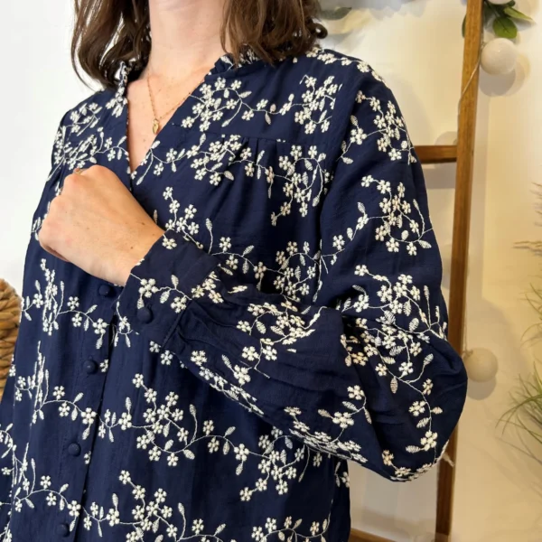 K094- Chemise Brodée By One (T36-T38) - marine - 38