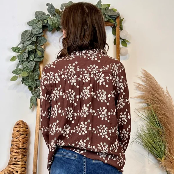 K094- Chemise Brodée By One (T36-T38) - marron - 38