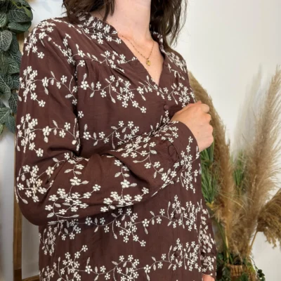 K094- Chemise Brodée By One (T36-T38) - marron - 38