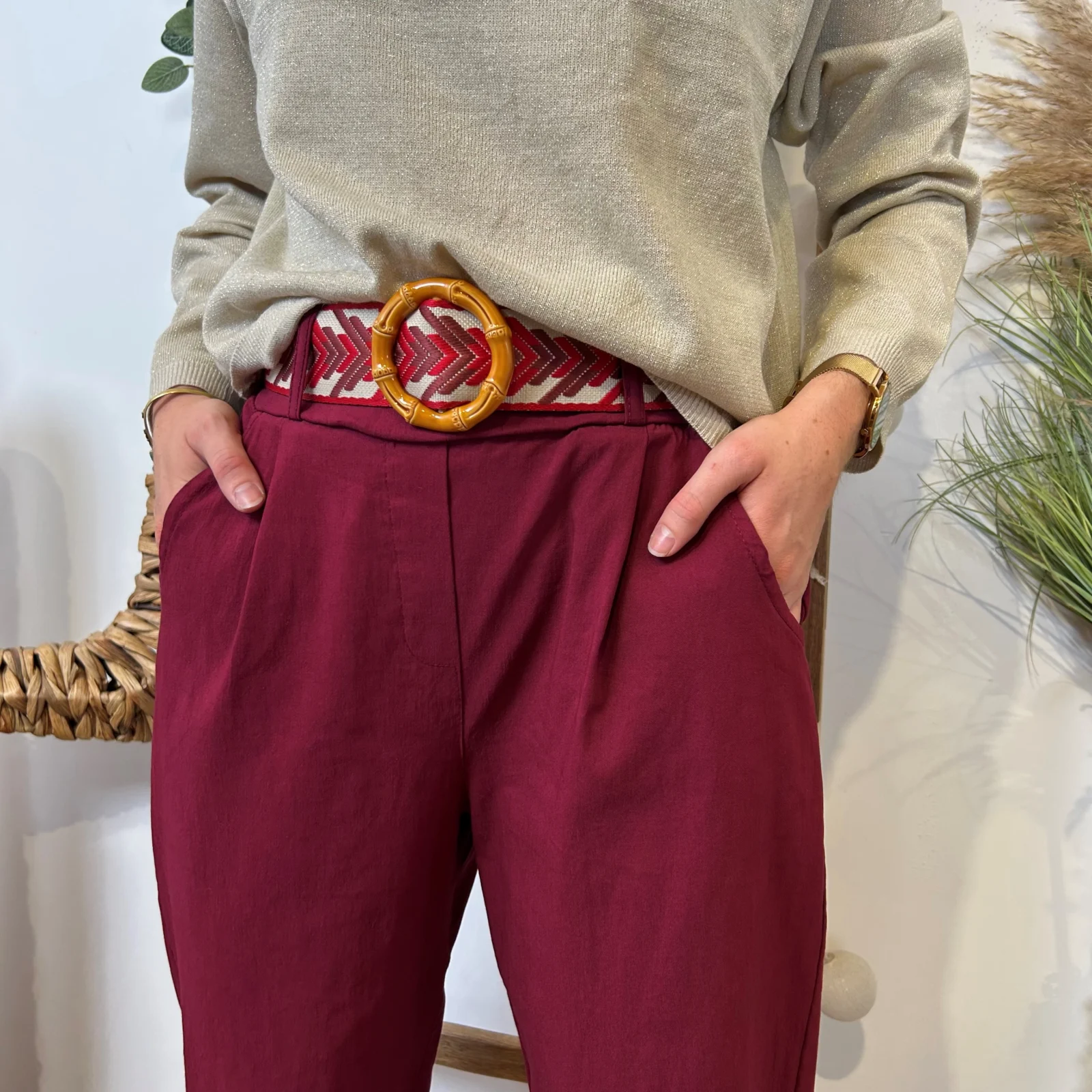 L750- Pantalon fuseau (TU) - bordeaux - taille-unique