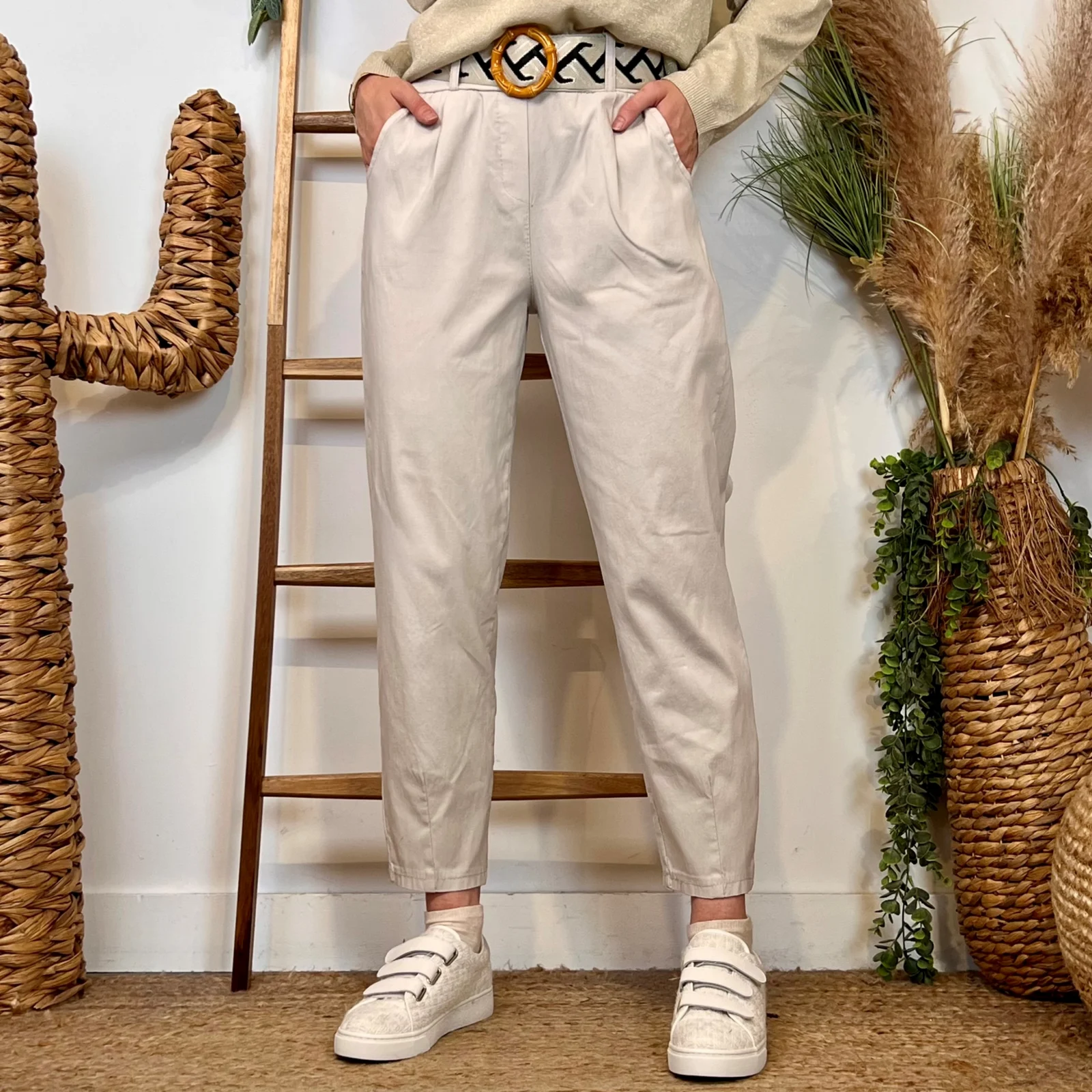 L750- Pantalon fuseau (TU) - beige - taille-unique