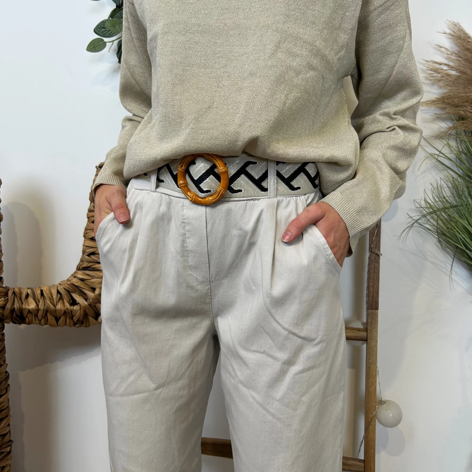 L750- Pantalon fuseau (TU) - beige - taille-unique