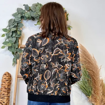 K013 - Bomber fleurs Maëlle - noir - 38
