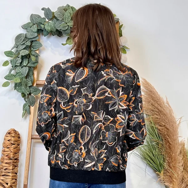 K013 - Bomber fleurs Maëlle - noir - 38