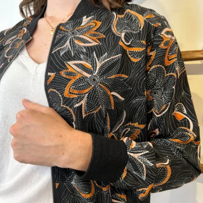 K013 - Bomber fleurs Maëlle - noir - 38