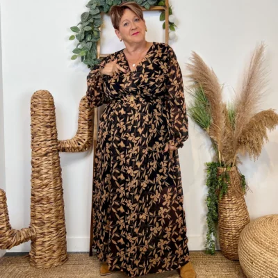 K078 - Robe Maëlle fleurie (T40-T48) - noir - 48