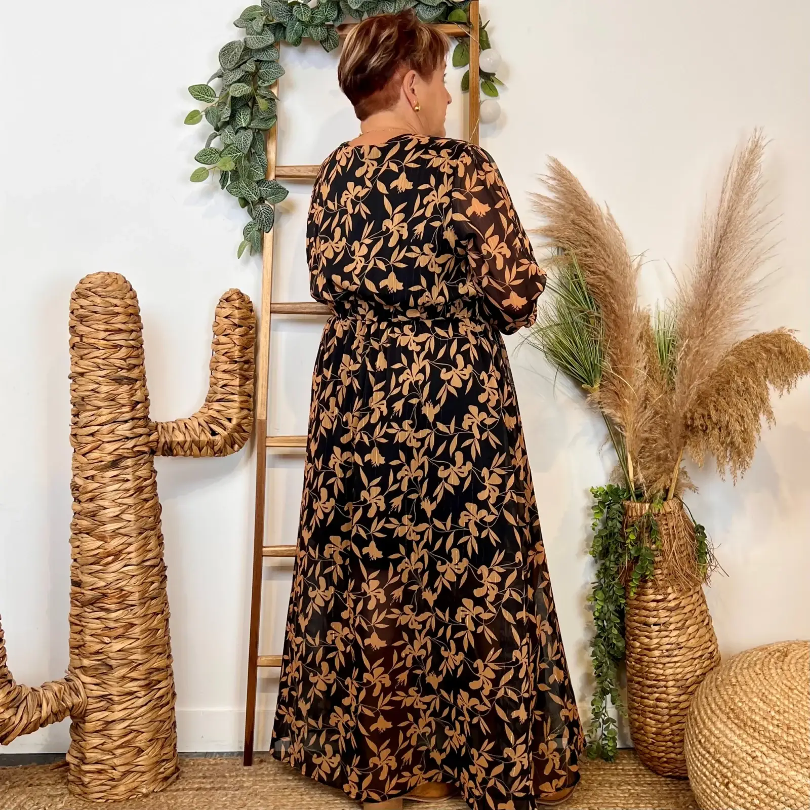 K078 - Robe Maëlle fleurie (T40-T48) - noir - 48