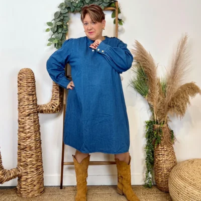 K090- Robe denim "By One" (T40-T48) - denim - 48