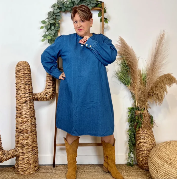 K090- Robe denim "By One" (T40-T48) - denim - 48