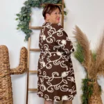 Robe unie brodée (T40-T48) - marron - 48