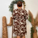 Robe unie brodée (T40-T48) - marron - 48