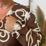 Robe unie brodée (T40-T48) - marron - 48