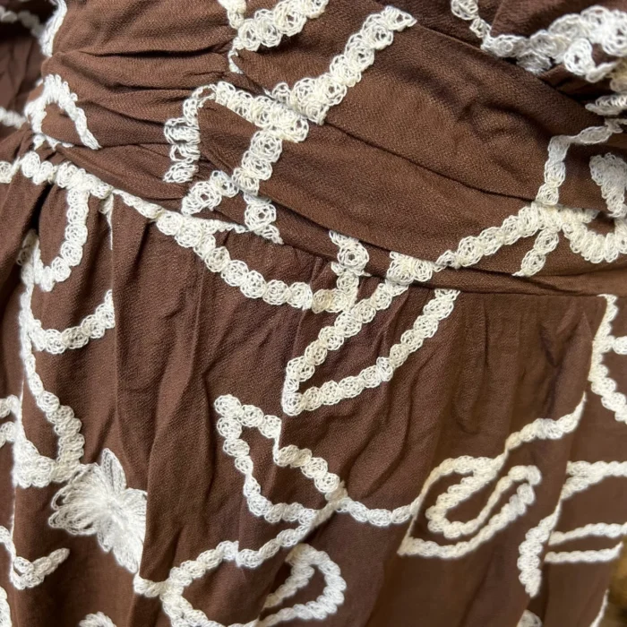 Robe unie brodée (T40-T48) - marron - 48