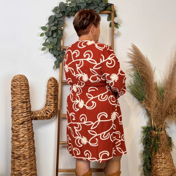 Robe unie brodée (T40-T48) - rouille - 48
