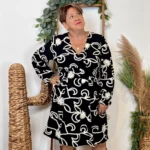 Robe unie brodée (T40-T48) - noir - 48