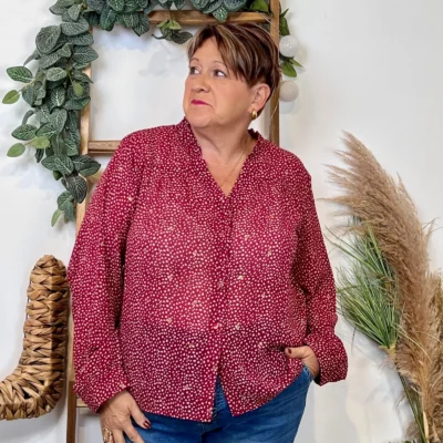 K070- Chemisier voilage By.one (T40-T48) - bordeaux - 48