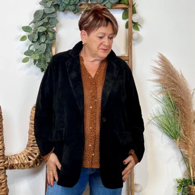 K981- Veste en velours (Gt) 🇮🇹 - noir - taille-unique-grande-taille