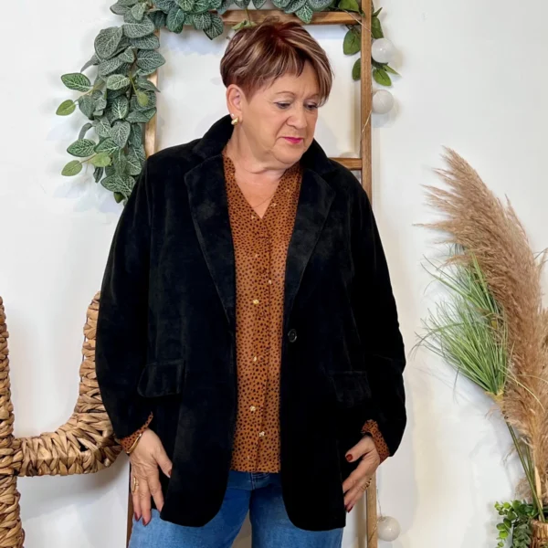 K981- Veste en velours (Gt) 🇮🇹 - noir - taille-unique-grande-taille