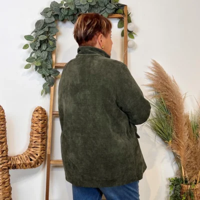 K981- Veste en velours (Gt) 🇮🇹 - kaki - taille-unique-grande-taille