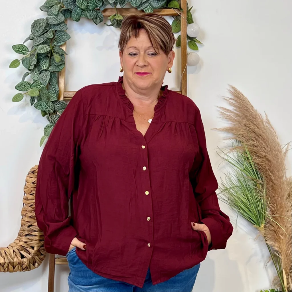 K063- Blouse Unie "Z-One" (T40-T48) - bordeaux - 48