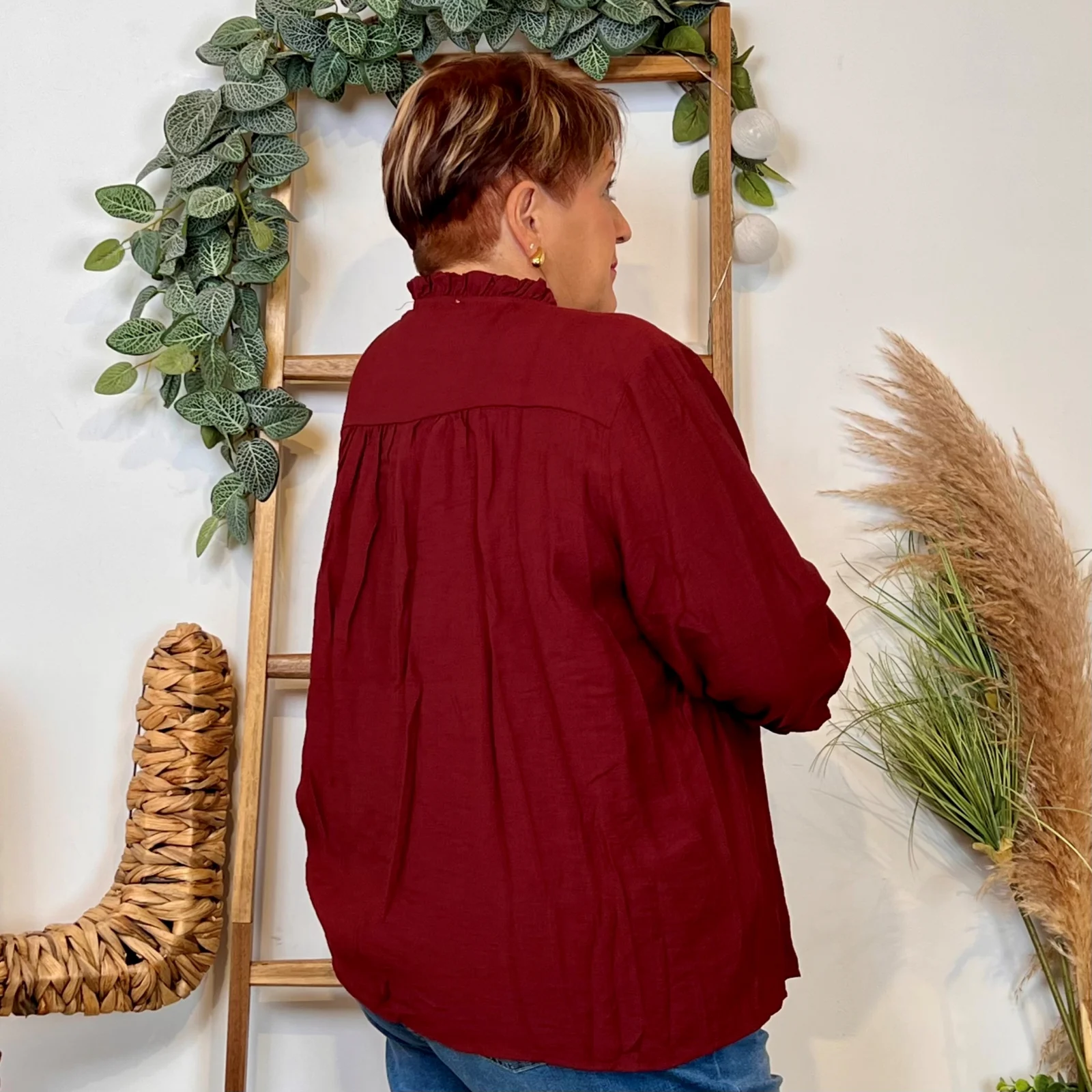 K063- Blouse Unie "Z-One" (T40-T48) - bordeaux - 48