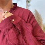 Chemise unie boutonnée col volanté - bordeaux - 48