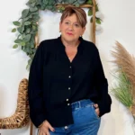 Chemise unie boutonnée col volanté - noir - 48