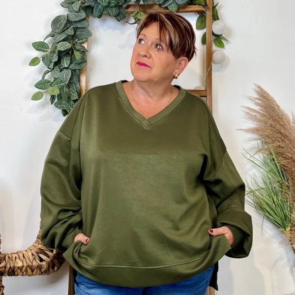 Z120- Sweat uni C’Mélodie (Gt) 🇮🇹 - kaki - taille-unique-grande-taille