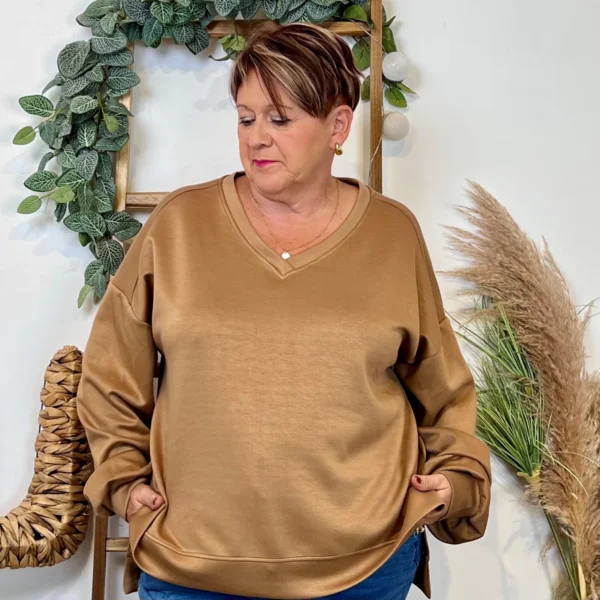 Z120- Sweat uni C’Mélodie (Gt) 🇮🇹 - camel - taille-unique-grande-taille