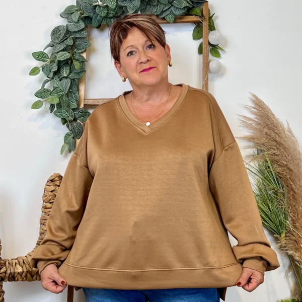 Z120- Sweat uni C’Mélodie (Gt) 🇮🇹 - camel - taille-unique-grande-taille