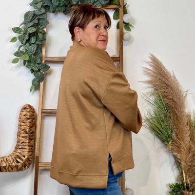 Z120- Sweat uni C’Mélodie (Gt) 🇮🇹 - camel - taille-unique-grande-taille