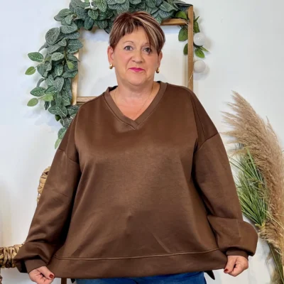 Z120- Sweat uni C’Mélodie (Gt) 🇮🇹 - marron - taille-unique-grande-taille