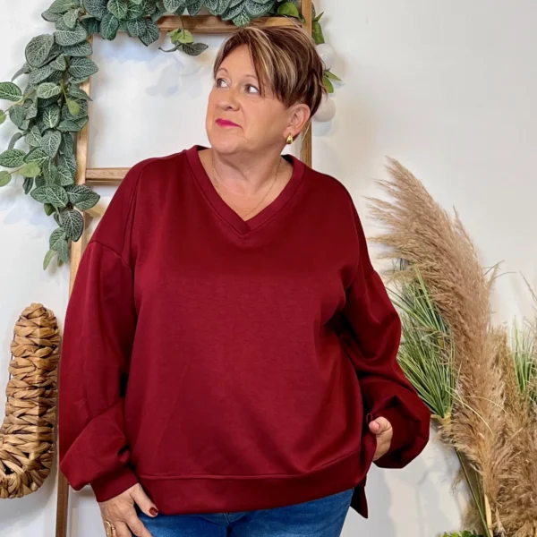Z120- Sweat uni C’Mélodie (Gt) 🇮🇹 - bordeaux - taille-unique-grande-taille