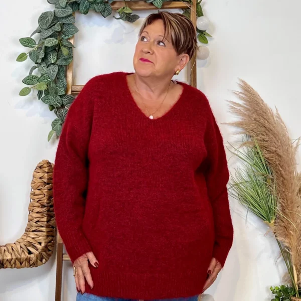 Z133. Pull Christy Grande Taille - bordeaux - 48