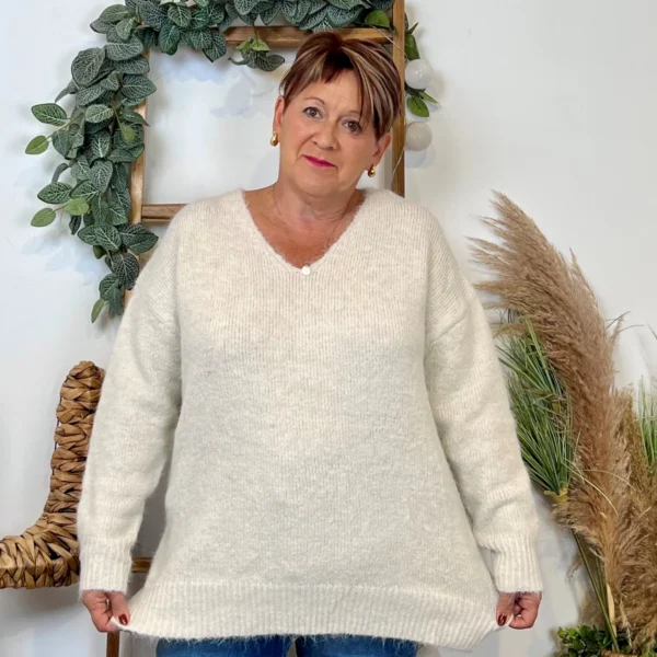 Z133. Pull Christy Grande Taille - ecru - 48