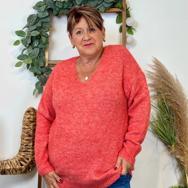 Z133. Pull Christy Grande Taille - corail - 48
