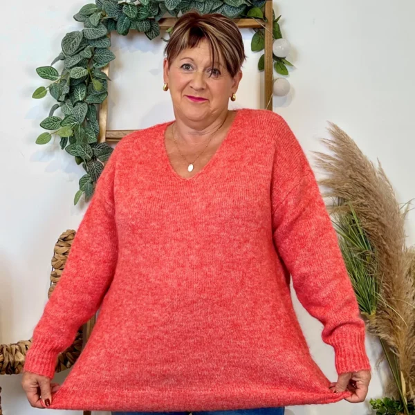 Z133. Pull Christy Grande Taille - corail - 48