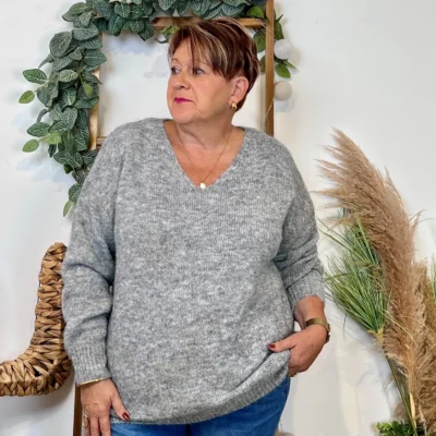 Z133. Pull Christy Grande Taille - gris - 48