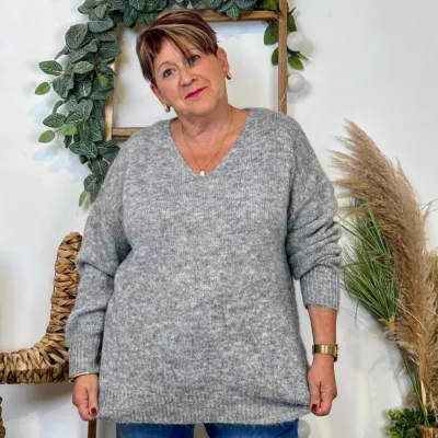 Z133. Pull Christy Grande Taille - gris - 48
