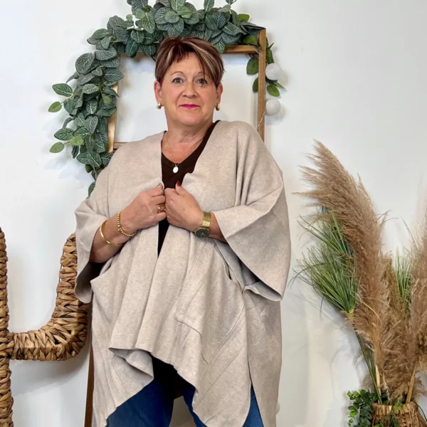 Z105 Gilet Oversize uni (Gt) - beige - taille-unique-grande-taille