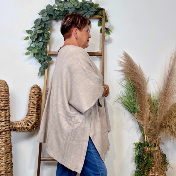 Z105 Gilet Oversize uni (Gt) - beige - taille-unique-grande-taille